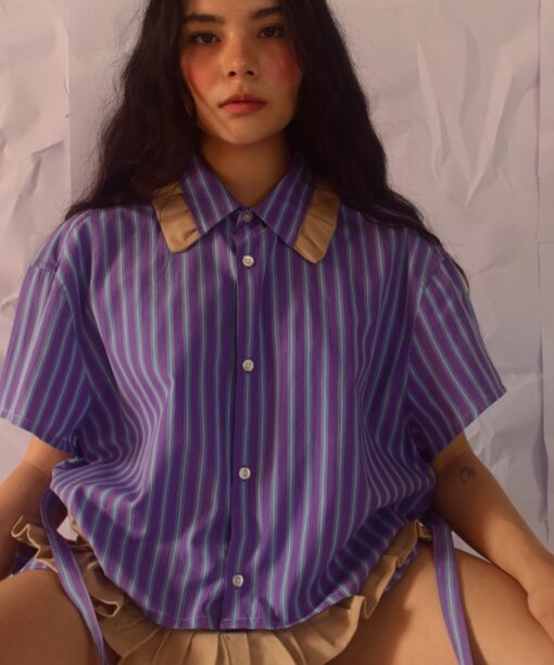 El set morado crema rayas azules - Image 3