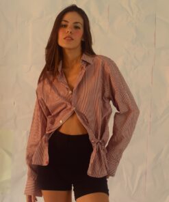 Camisa bow rayas roja