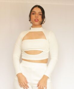 Alternative view of Top y buzo cut out marfil