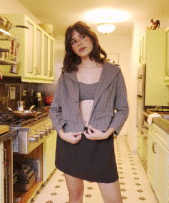 Blazer set flecos ◦ Gris rayas◦ Talla S