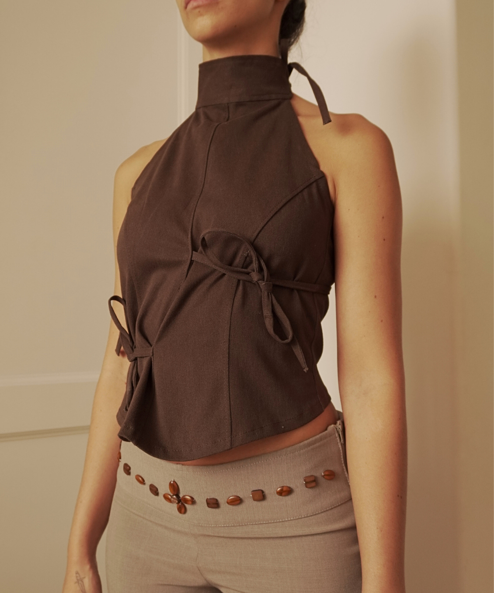 Top asimétrico ◦ Café ◦ Talla XS - Image 2