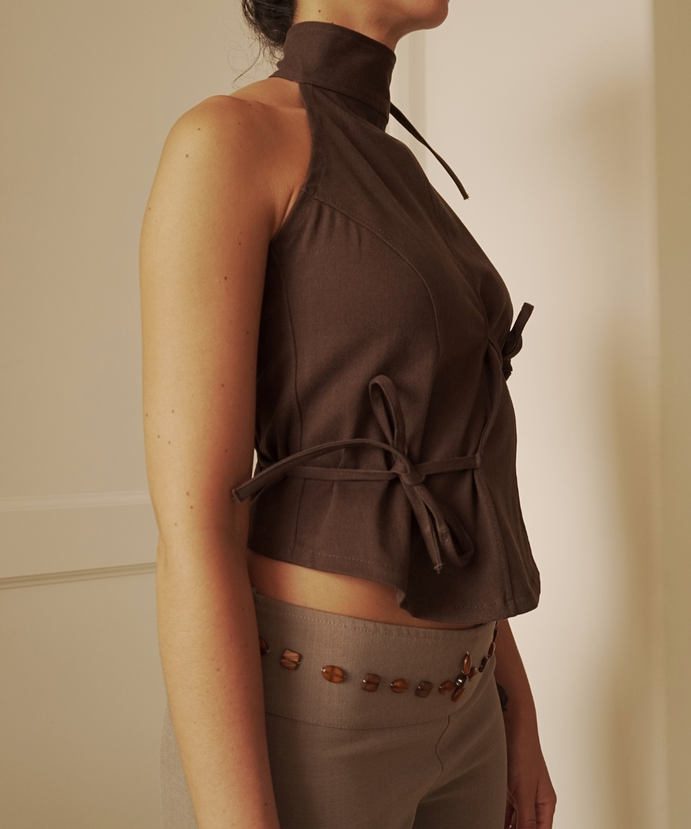 Top asimétrico ◦ Café ◦ Talla XS - Image 5