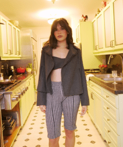 Blazer set flecos ◦ Gris oscuro sesgo ◦ Talla S-M