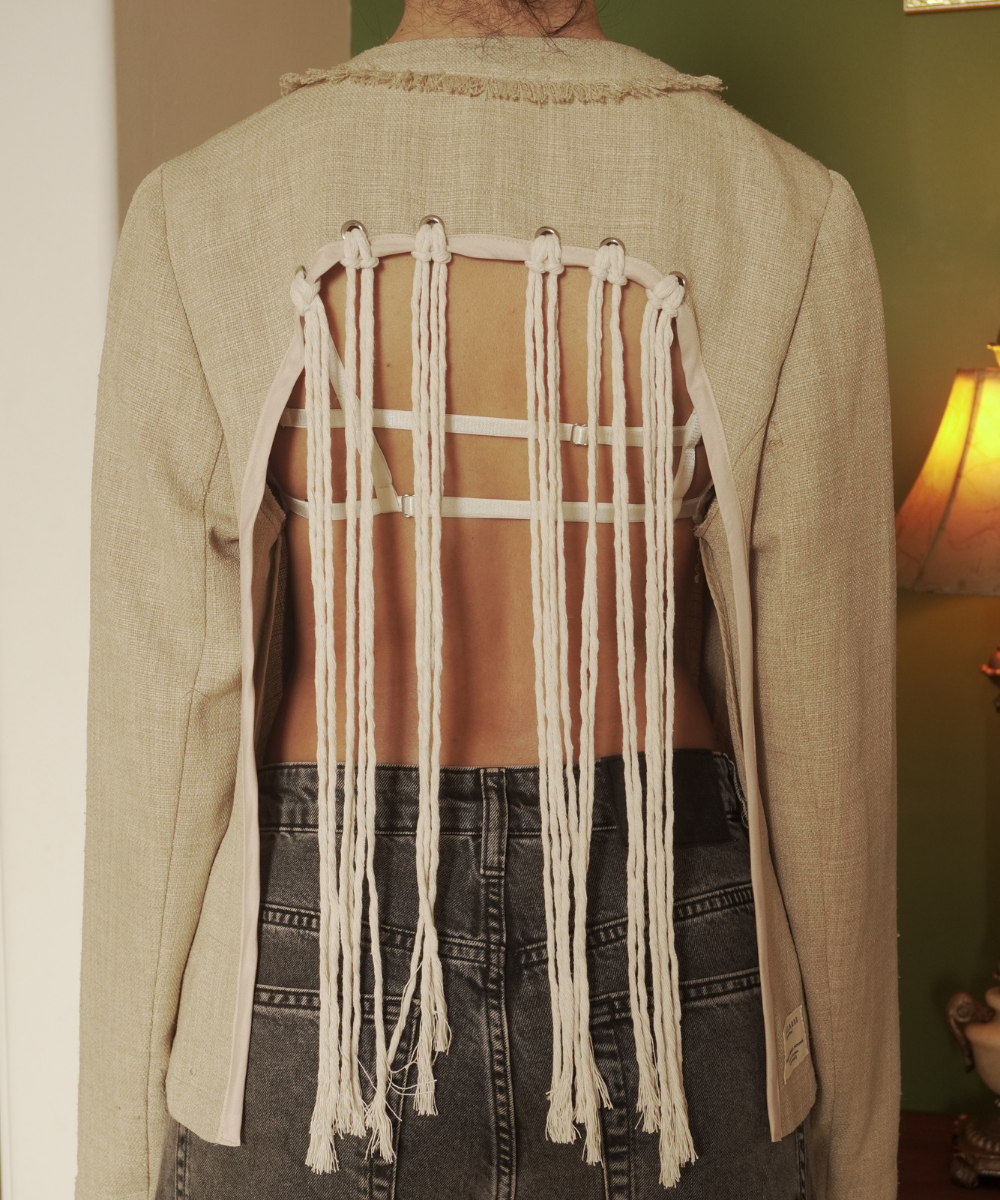 Blazer set flecos ◦ Beige bolsillos ◦ Talla XS-S - Image 4