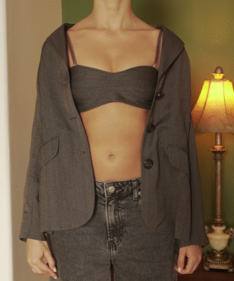 Blazer set flecos ◦ Gris y café ◦ Talla XS-S