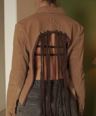 Blazer set flecos ◦ Café moca ◦ Talla XS-S