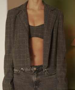 Blazer set flecos ◦ Gris cuadros ◦ Talla XS-S