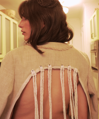 Blazer set flecos ◦ Beige bolsillos ◦ Talla XS-S