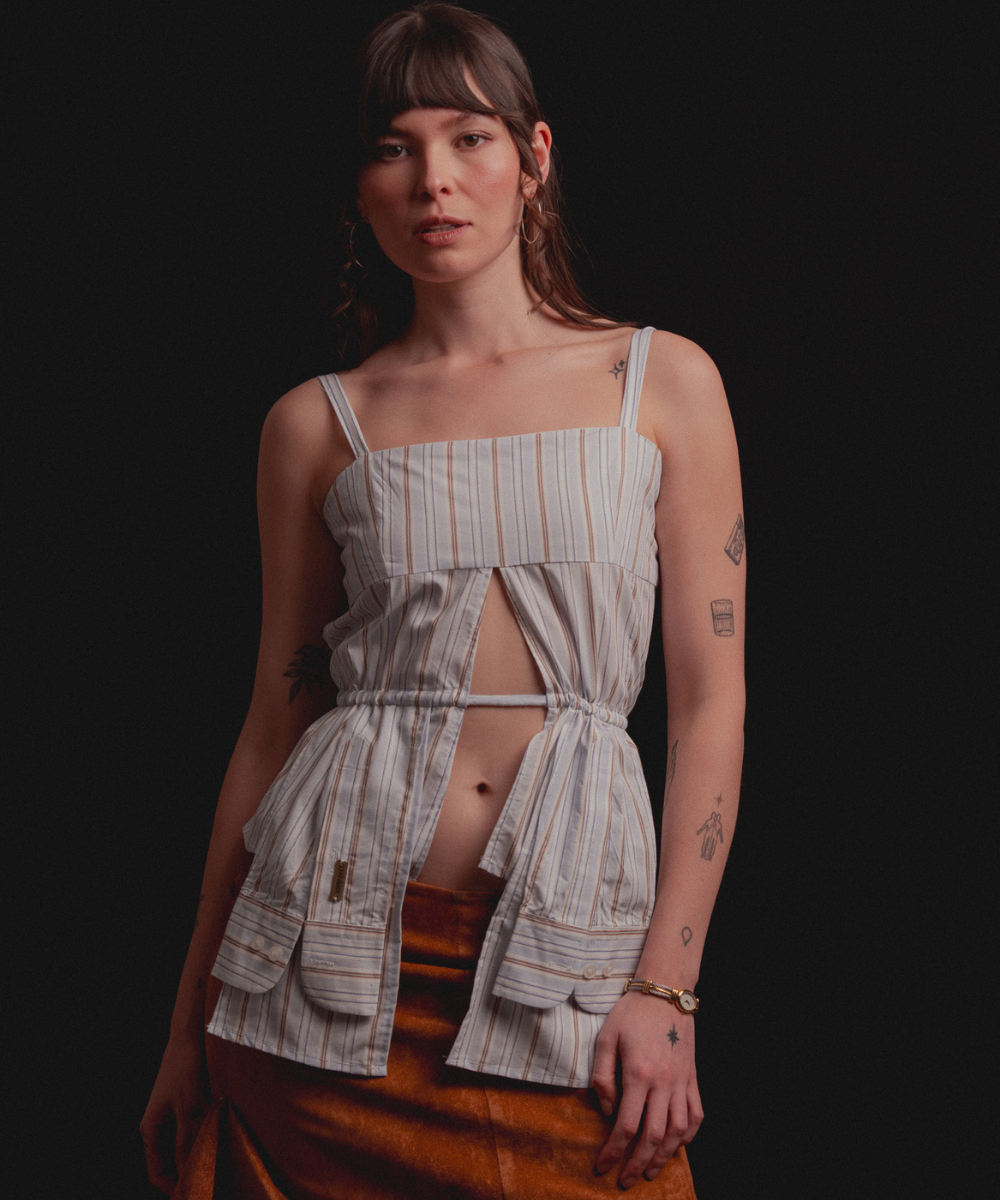 Top Cadiz ◦ Azul claro y crema rayas ◦ Talla S